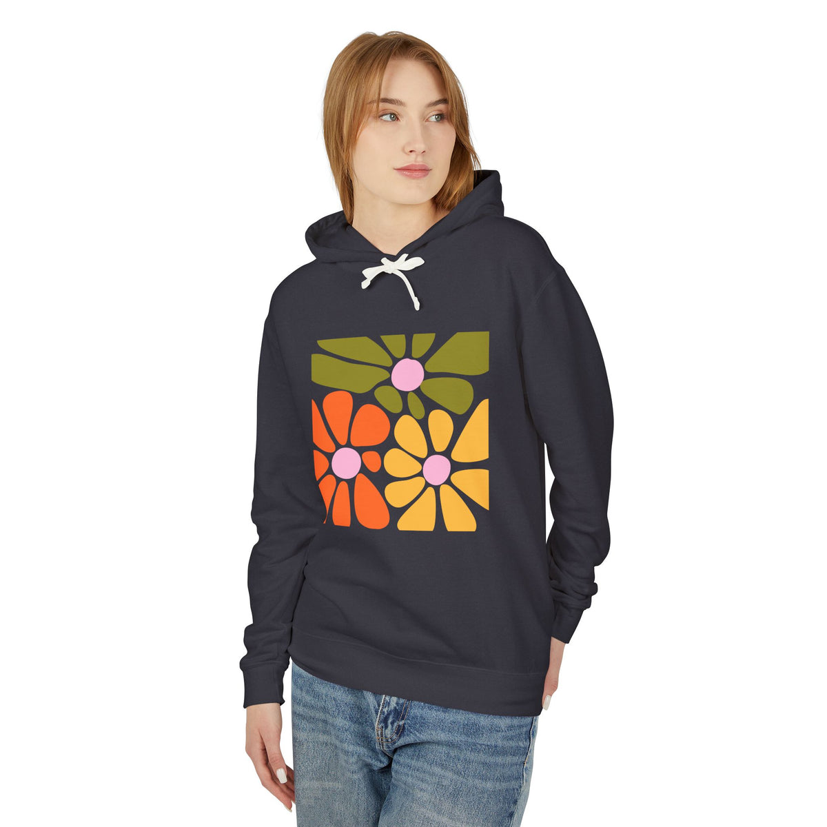 Retro Floral Mosaic Lightweight Women's Hooded Sweatshirt