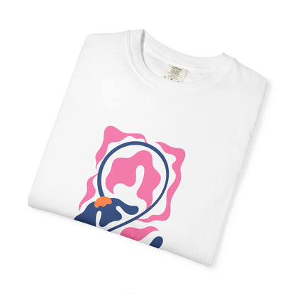 Pink Nautical Wave Graphic Garment-Dyed Women's T-Shirt
