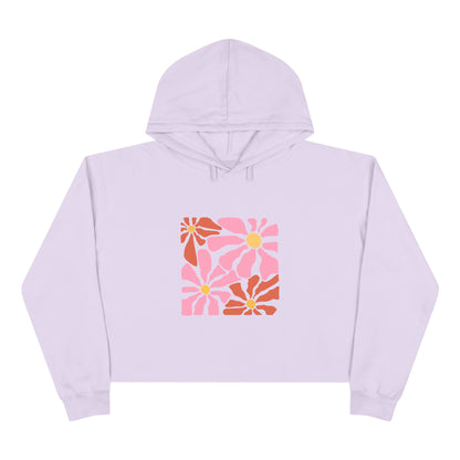 Retro Pink Daisy Graphic Crop Hoodie