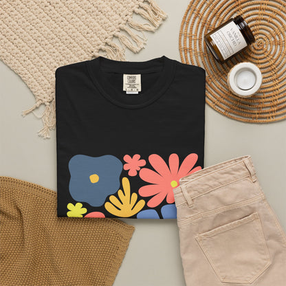 Colorful 70s Bloom Garment-Dyed Women's T-Shirt