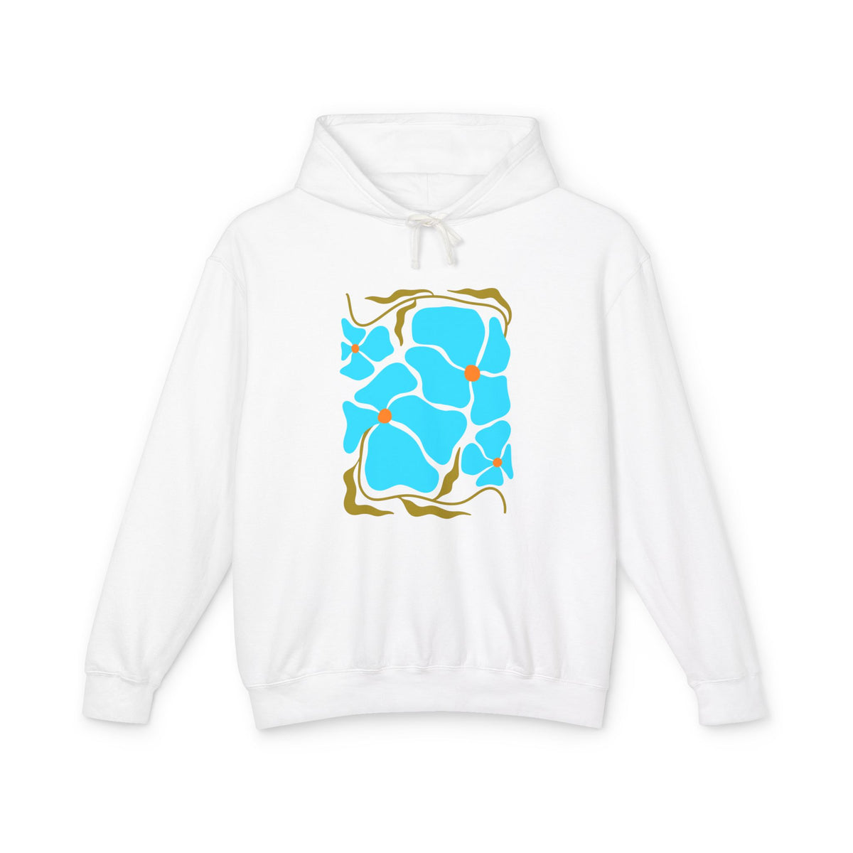 Blue Organic Pattern Lightweight Women's Hooded Sweatshirt