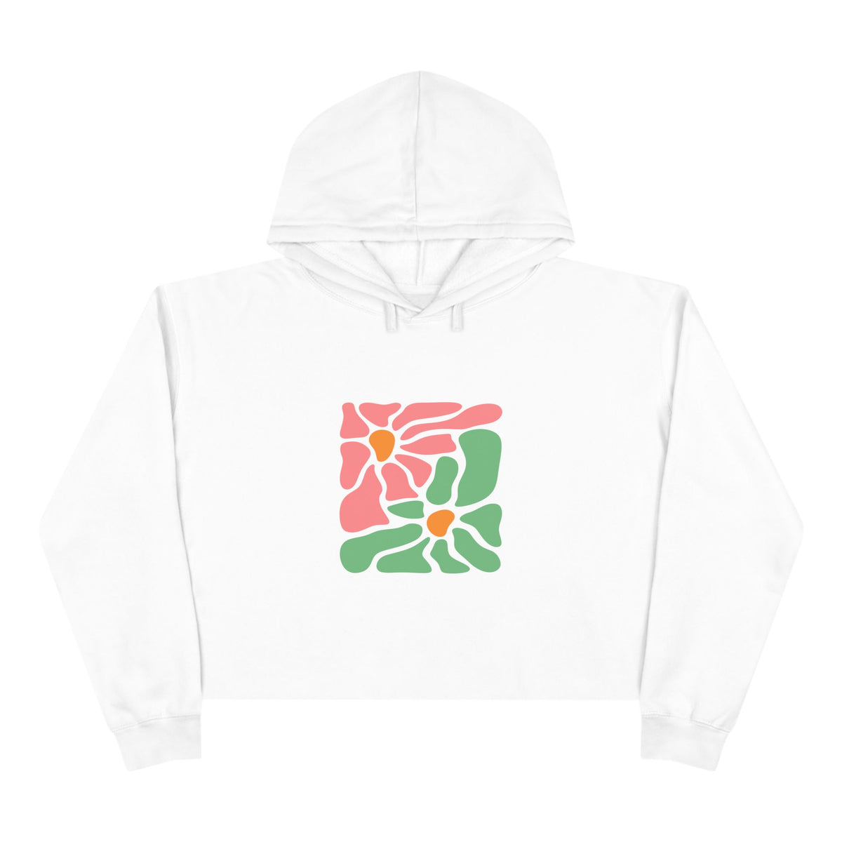 Abstract Pink & Green Flower Crop Hoodie
