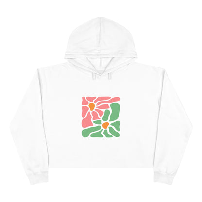 Abstract Pink & Green Flower Crop Hoodie