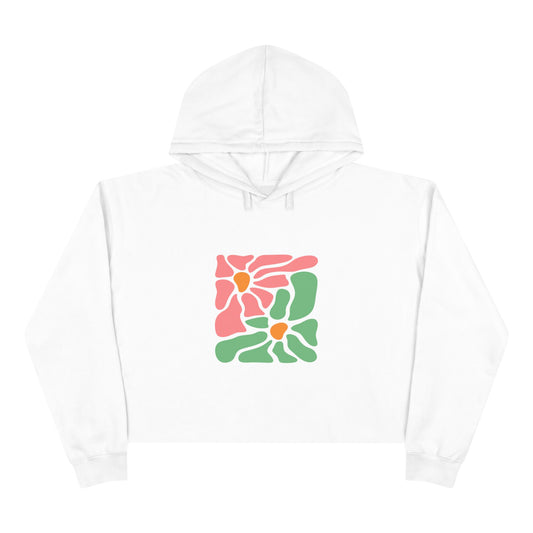Abstract Pink & Green Flower Crop Hoodie