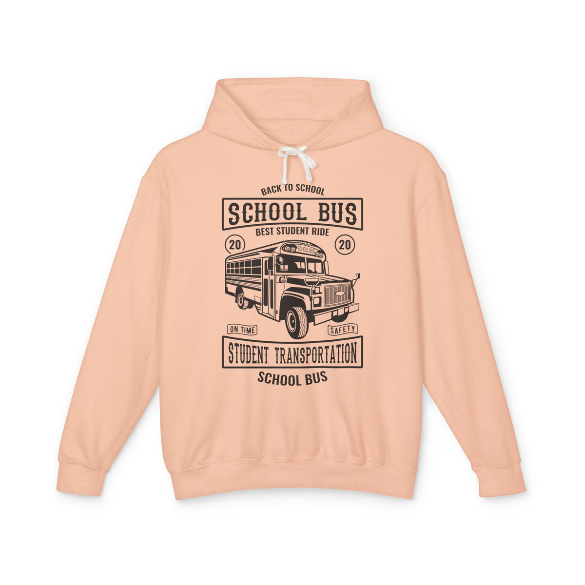 Back To School Bus Transportation Lightweight Hooded Sweatshirt