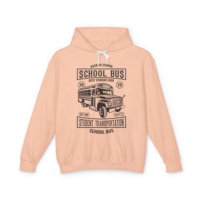 Back To School Bus Transportation Lightweight Hooded Sweatshirt