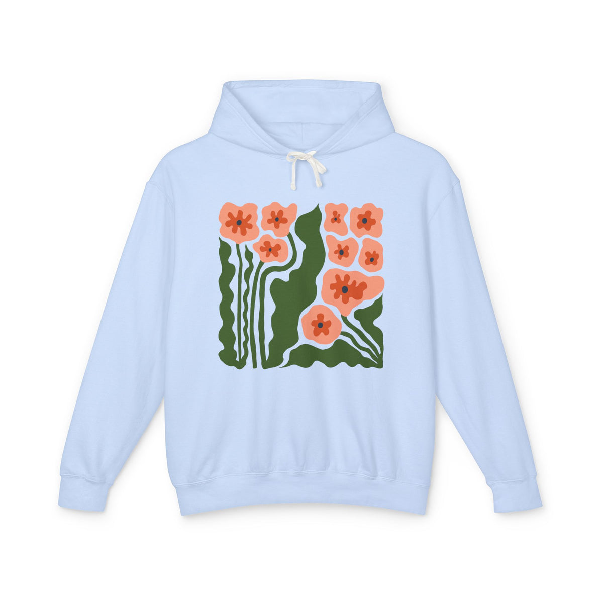 Retro Wildflower Garden Lightweight Women's Hooded Sweatshirt