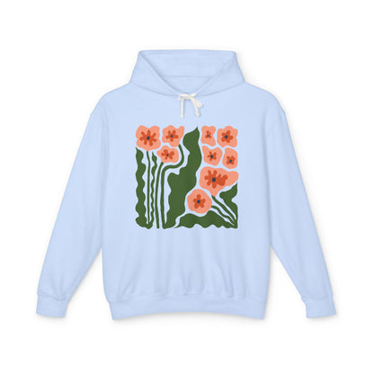 Retro Wildflower Garden Lightweight Women's Hooded Sweatshirt