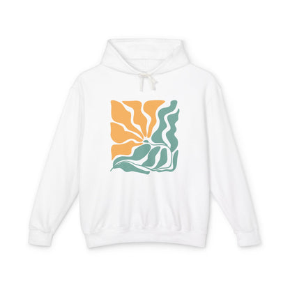 Abstract Sun & Ocean Wave Lightweight Women's Hooded Sweatshirt
