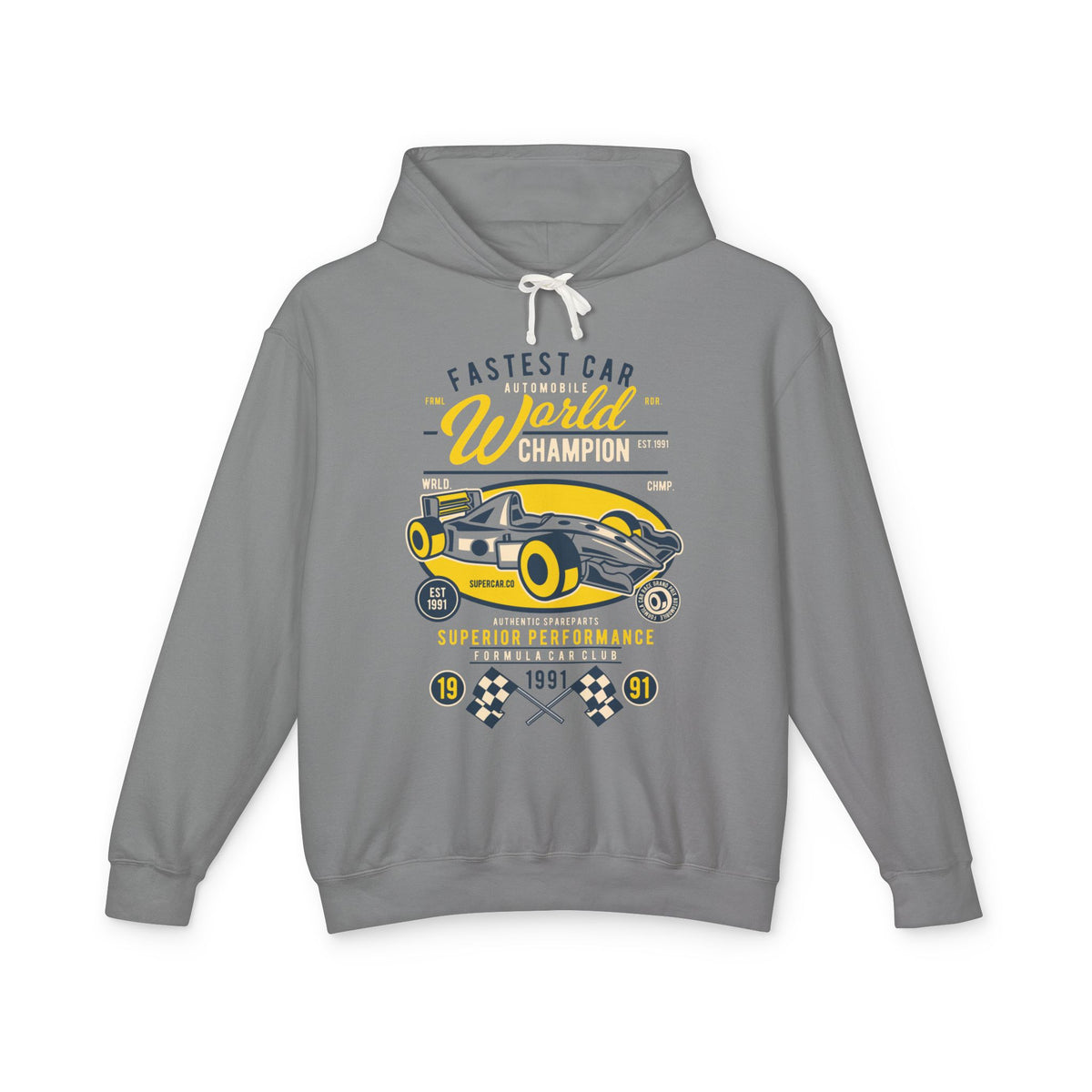 Fastest Car World Champion Vintage Auto Design Lightweight Hooded Sweatshirt
