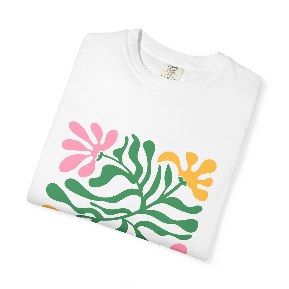 Floral Cutout Abstract Garment-Dyed Women's T-Shirt