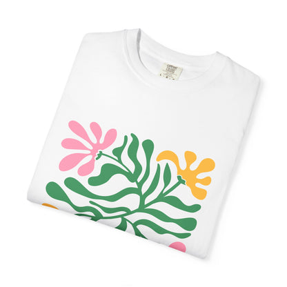 Floral Cutout Abstract Garment-Dyed Women's T-Shirt