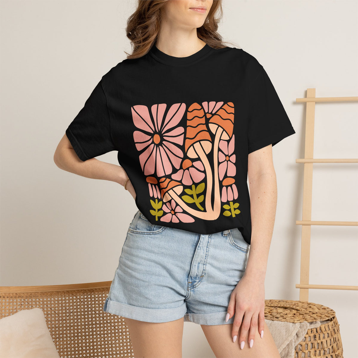 Floral Retro Waves Garment-Dyed Women's T-Shirt