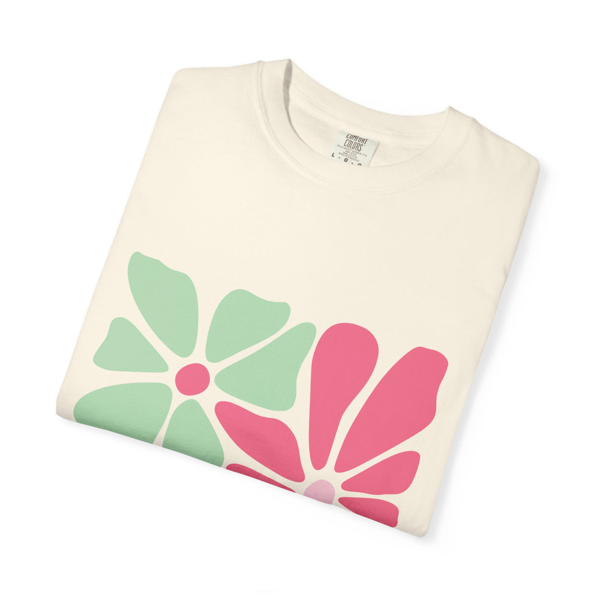 Floral Retro Block Print Garment-Dyed Women's T-Shirt