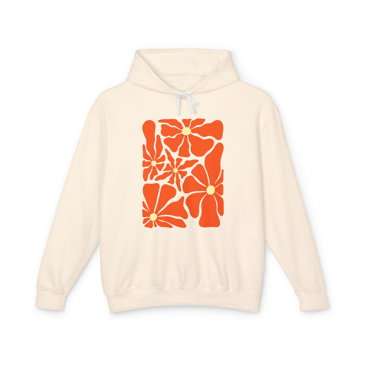 Retro Orange Floral Lightweight Women's Hooded Sweatshirt