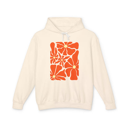 Retro Orange Floral Lightweight Women's Hooded Sweatshirt