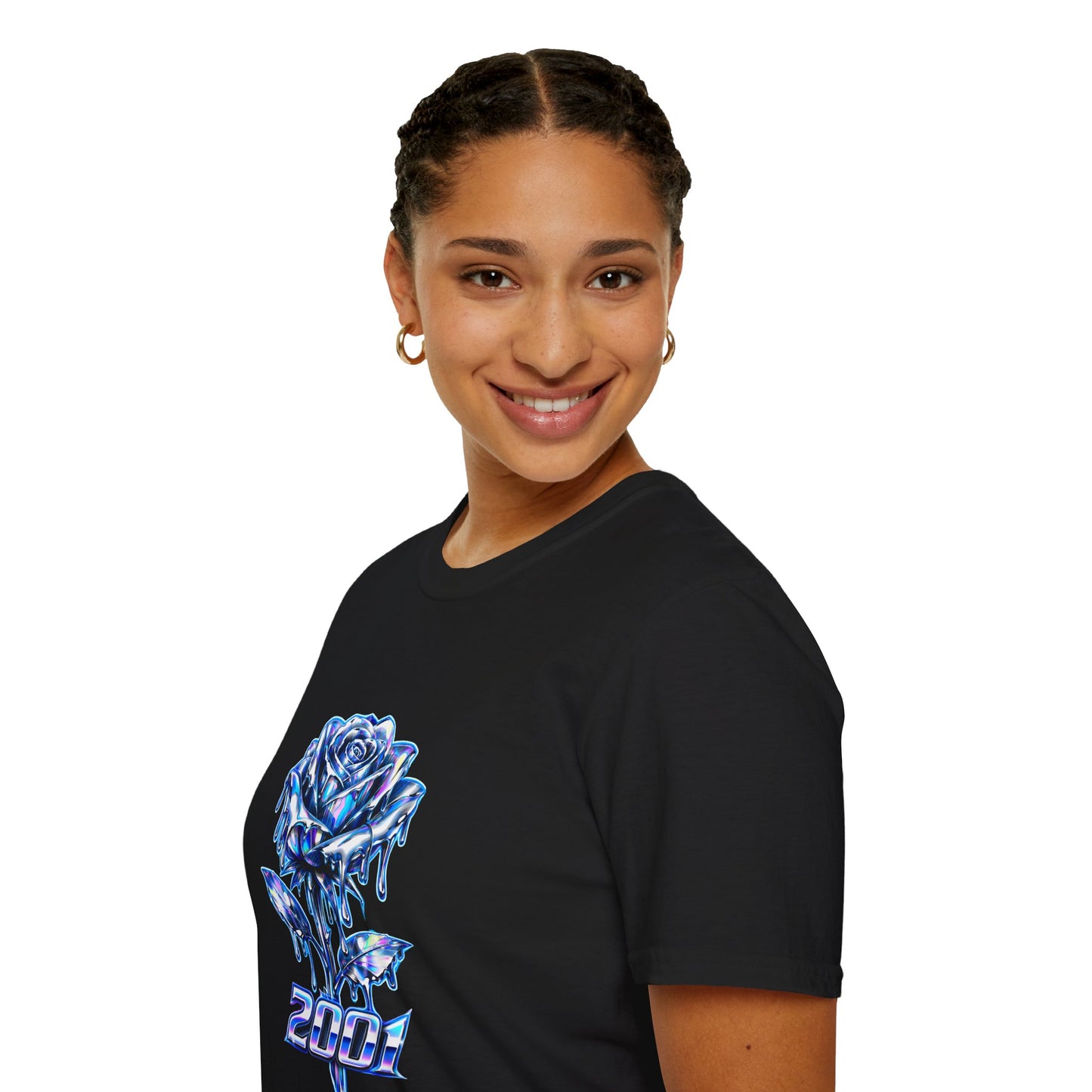 2001 Blue Chrome Cyberpunk Rose Women's T-Shirt