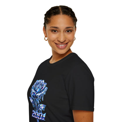 2001 Blue Chrome Cyberpunk Rose Women's T-Shirt