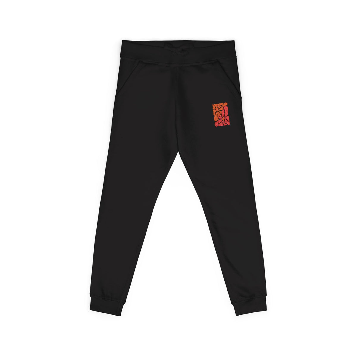 Pink Retro Flower Graphic Embroidered Women's Fleece Sweatpants