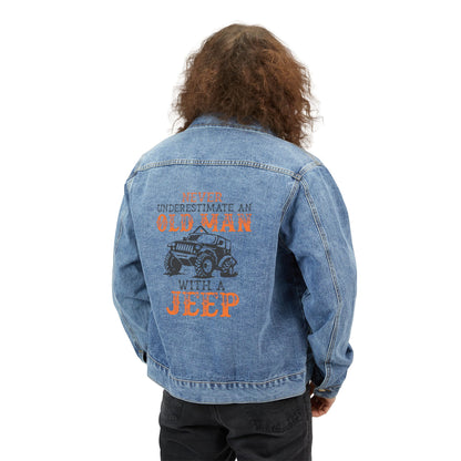 Never Underestimate An Old Man With A Jeep Denim Jacket