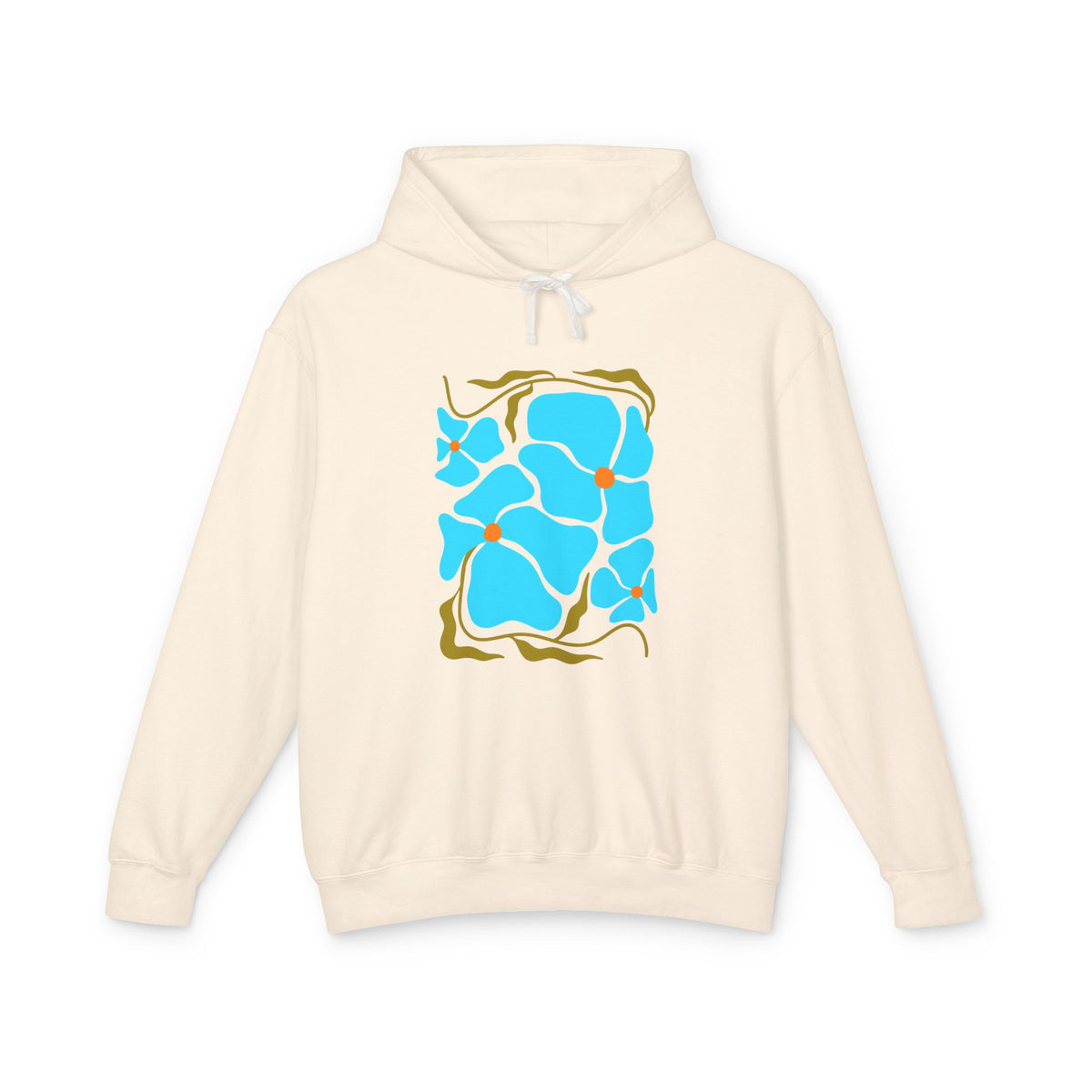 Blue Organic Pattern Lightweight Women's Hooded Sweatshirt