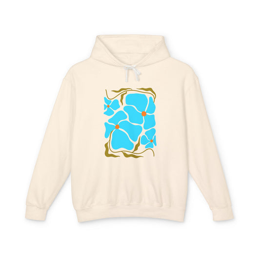 Blue Organic Pattern Lightweight Women's Hooded Sweatshirt