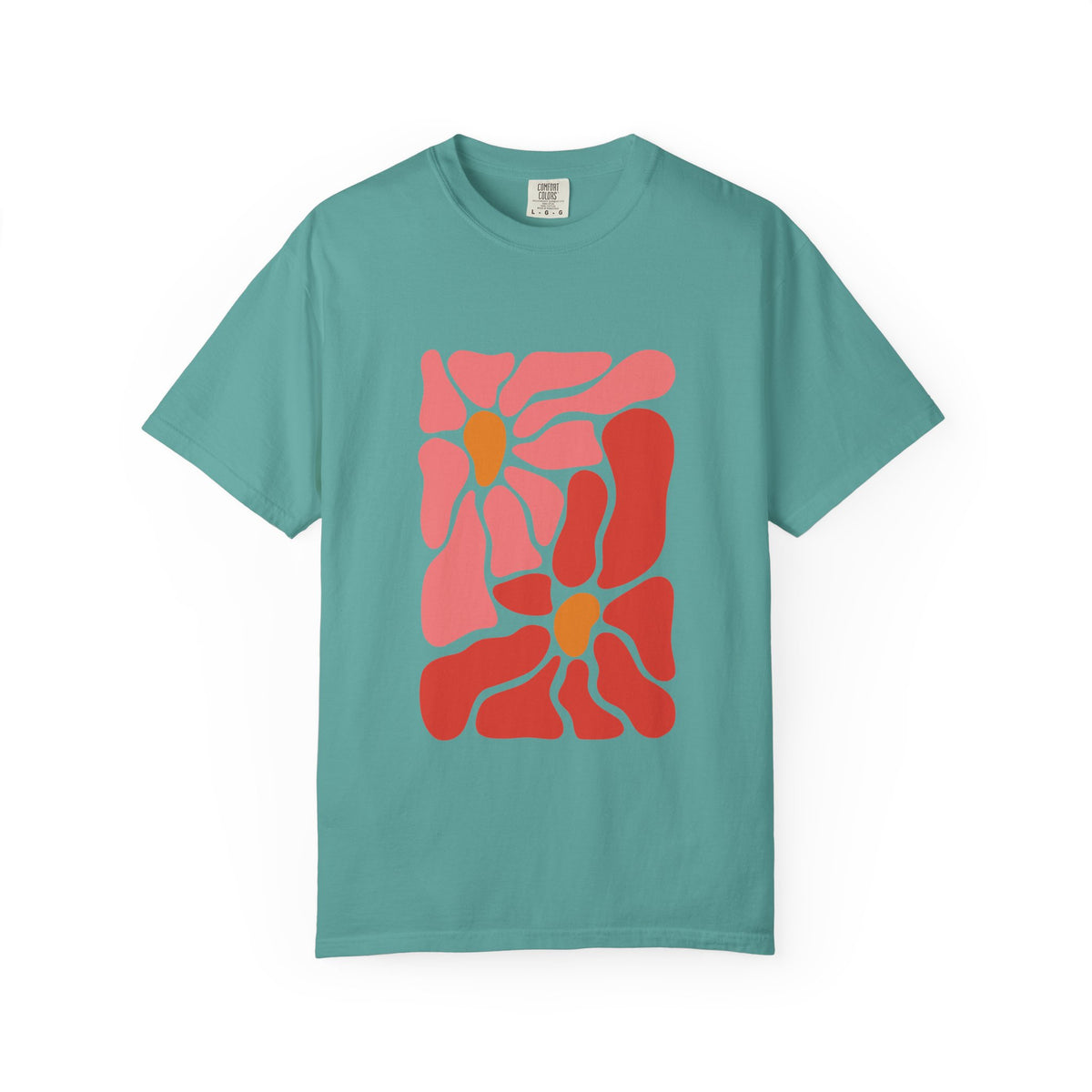 Pink Retro Flower Graphic Garment-Dyed Women's T-Shirt