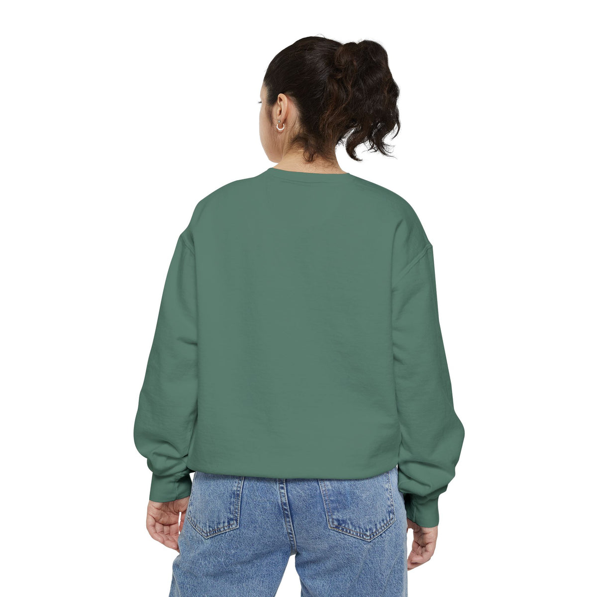 Floral Retro Block Print Garment-Dyed Women's Sweatshirt