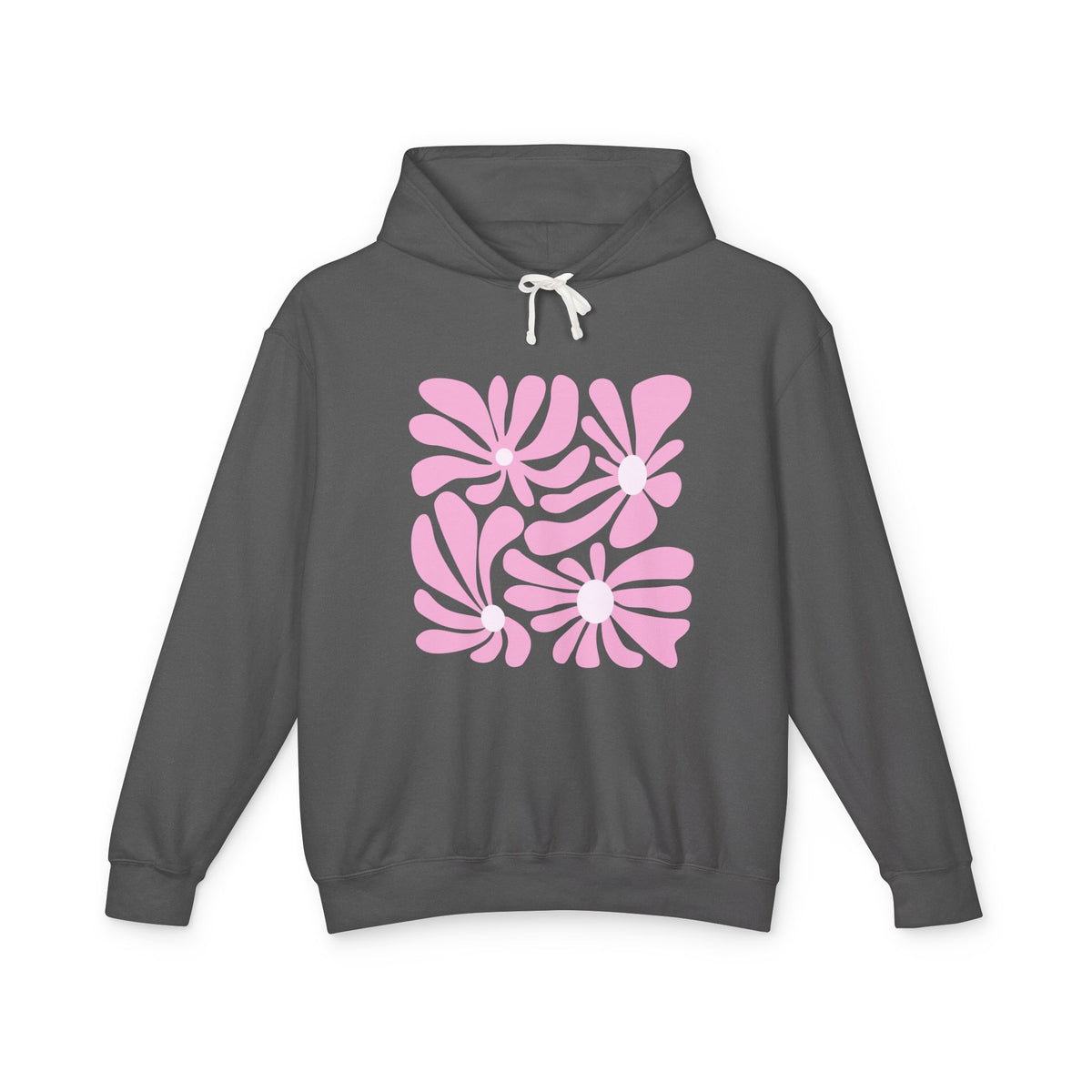 Pink Retro Floral Lightweight Women's Hooded Sweatshirt
