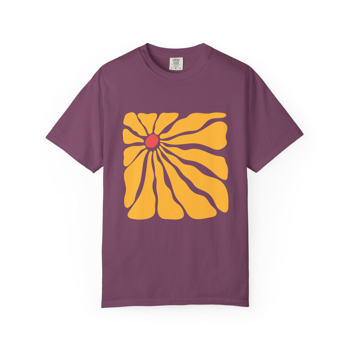 Minimal Yellow Floral Graphic Garment-Dyed Women's T-Shirt