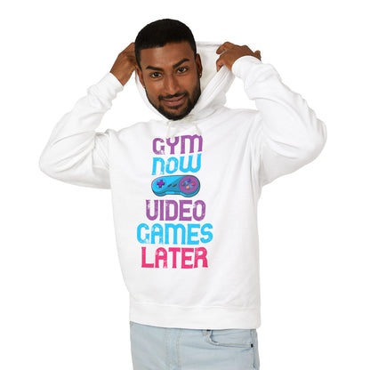 Gym Now Video Games Later Lightweight Hooded Sweatshirt