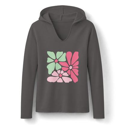 Floral Retro Block Print Long Sleeve Women's Hoodie
