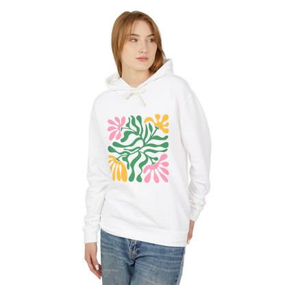 Floral Cutout Abstract Lightweight Women's Hooded Sweatshirt