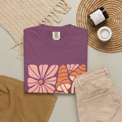 Floral Retro Waves Garment-Dyed Women's T-Shirt