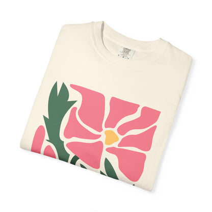 Pink Garden Graphic Garment-Dyed Women's T-Shirt