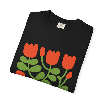 Floral Tulip Garment-Dyed Women's T-Shirt