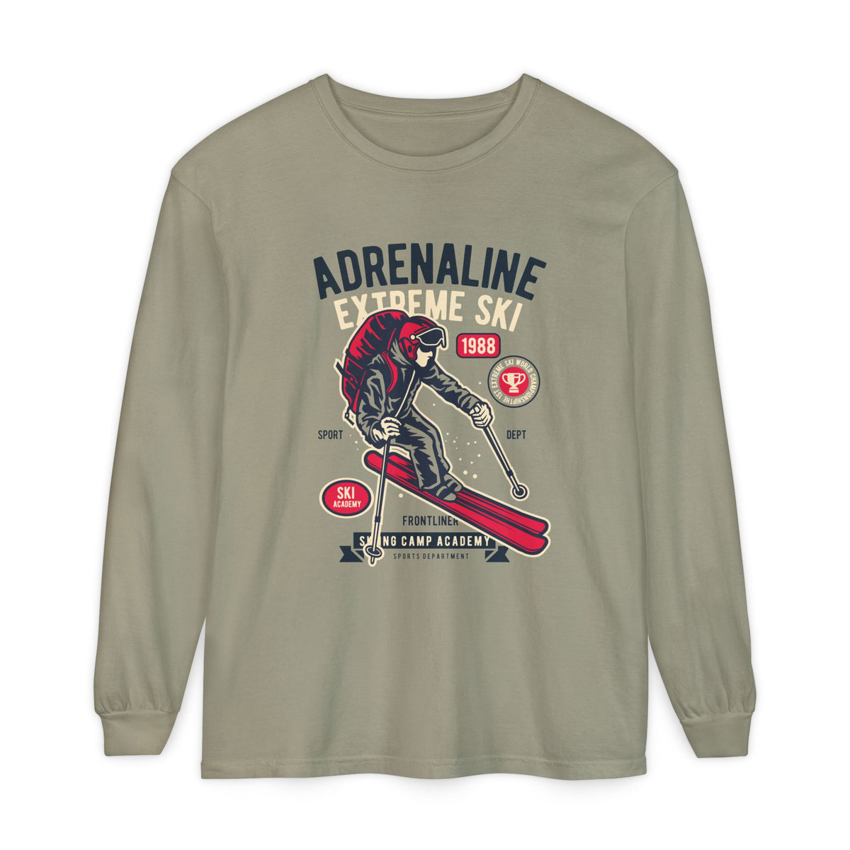 Adrenaline Extreme Ski Garment-Dyed Long Sleeve T-Shirt