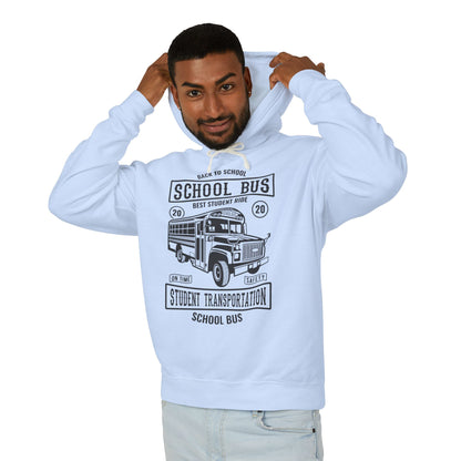 Back To School Bus Transportation Lightweight Hooded Sweatshirt