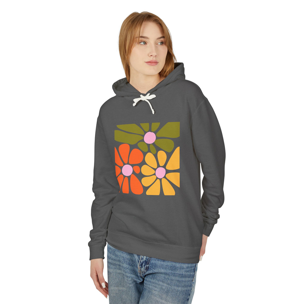 Retro Floral Mosaic Lightweight Women's Hooded Sweatshirt
