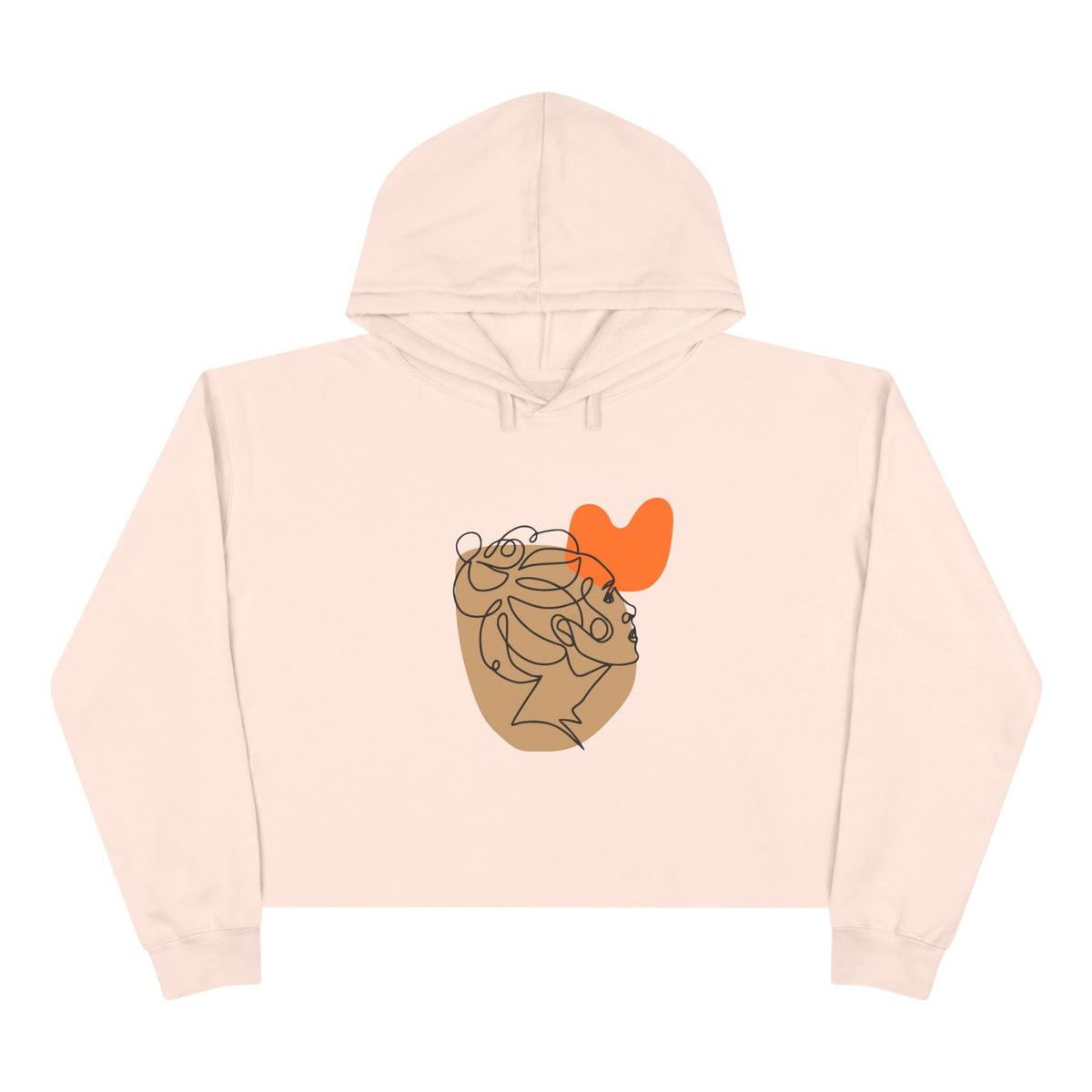 Abstract Heart Line Art Crop Hoodie