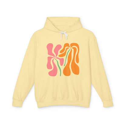 Groovy Pink & Orange Floral Lightweight Women's Hooded Sweatshirt