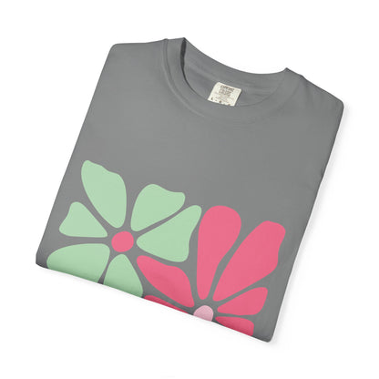 Floral Retro Block Print Garment-Dyed Women's T-Shirt