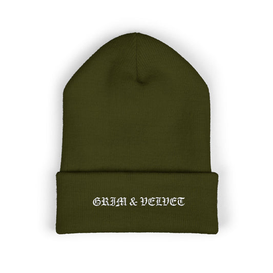 Grim & Velvet Heart Soul Embroidered Cuffed Beanie