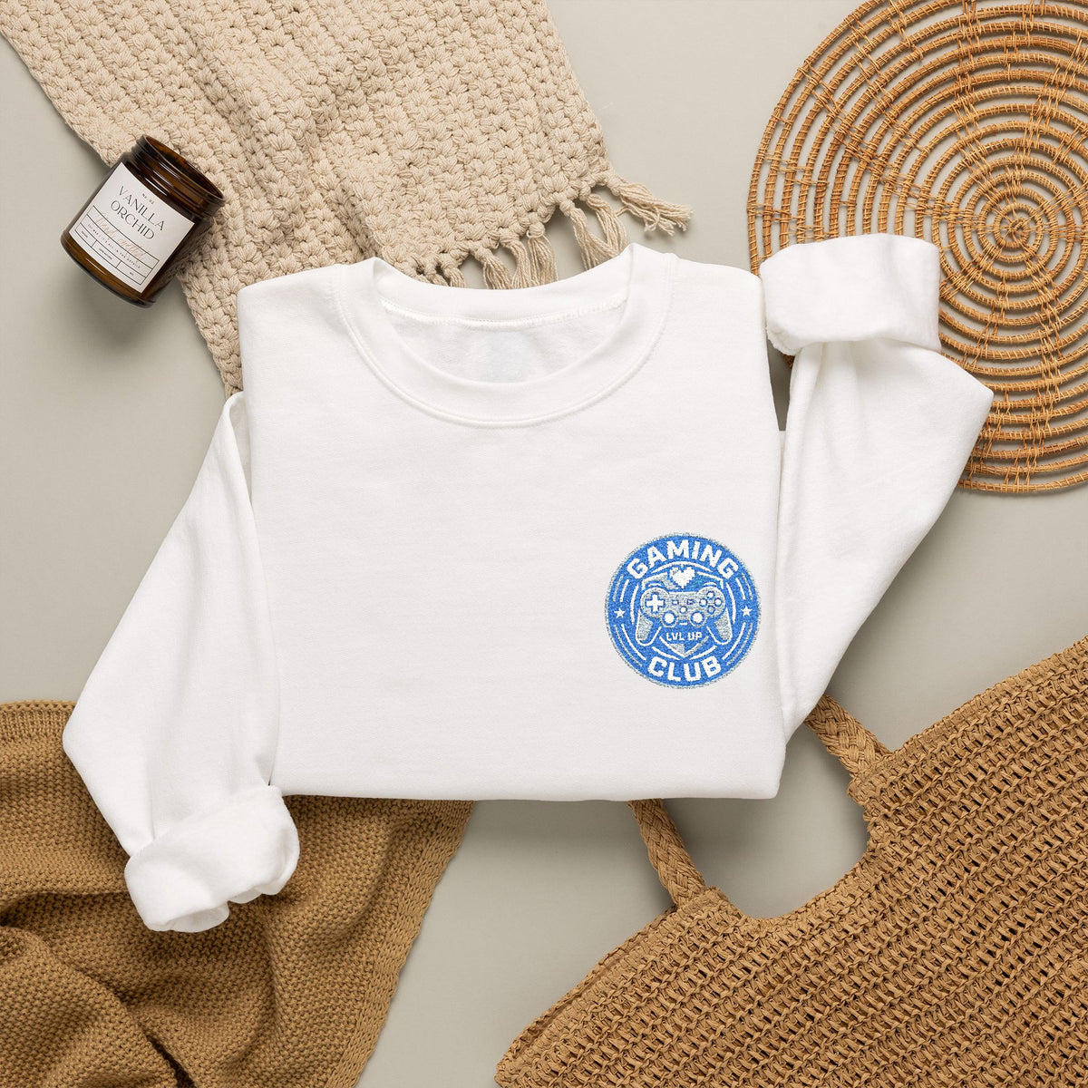 Gaming Club Embroidered Chest Logo Crewneck Sweatshirt