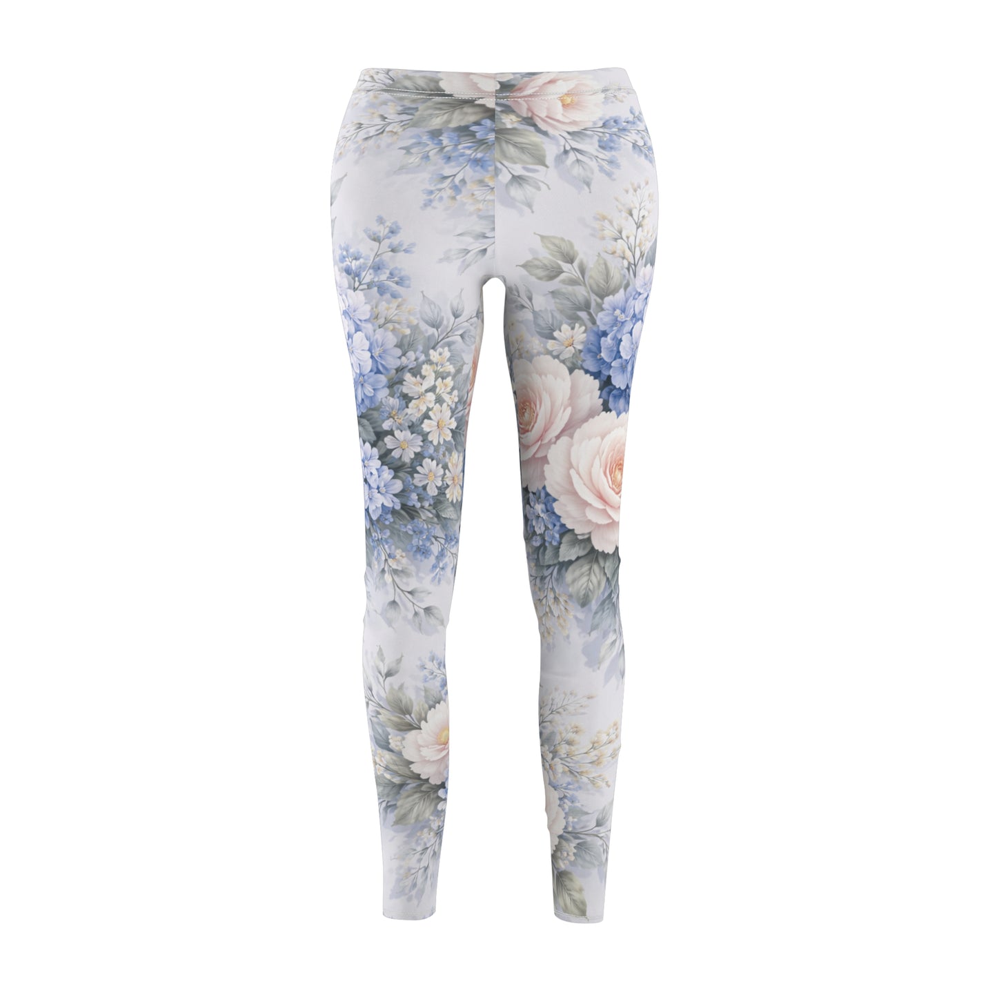 Floral Pastel Rose & Hydrangea Women's Casual Leggings