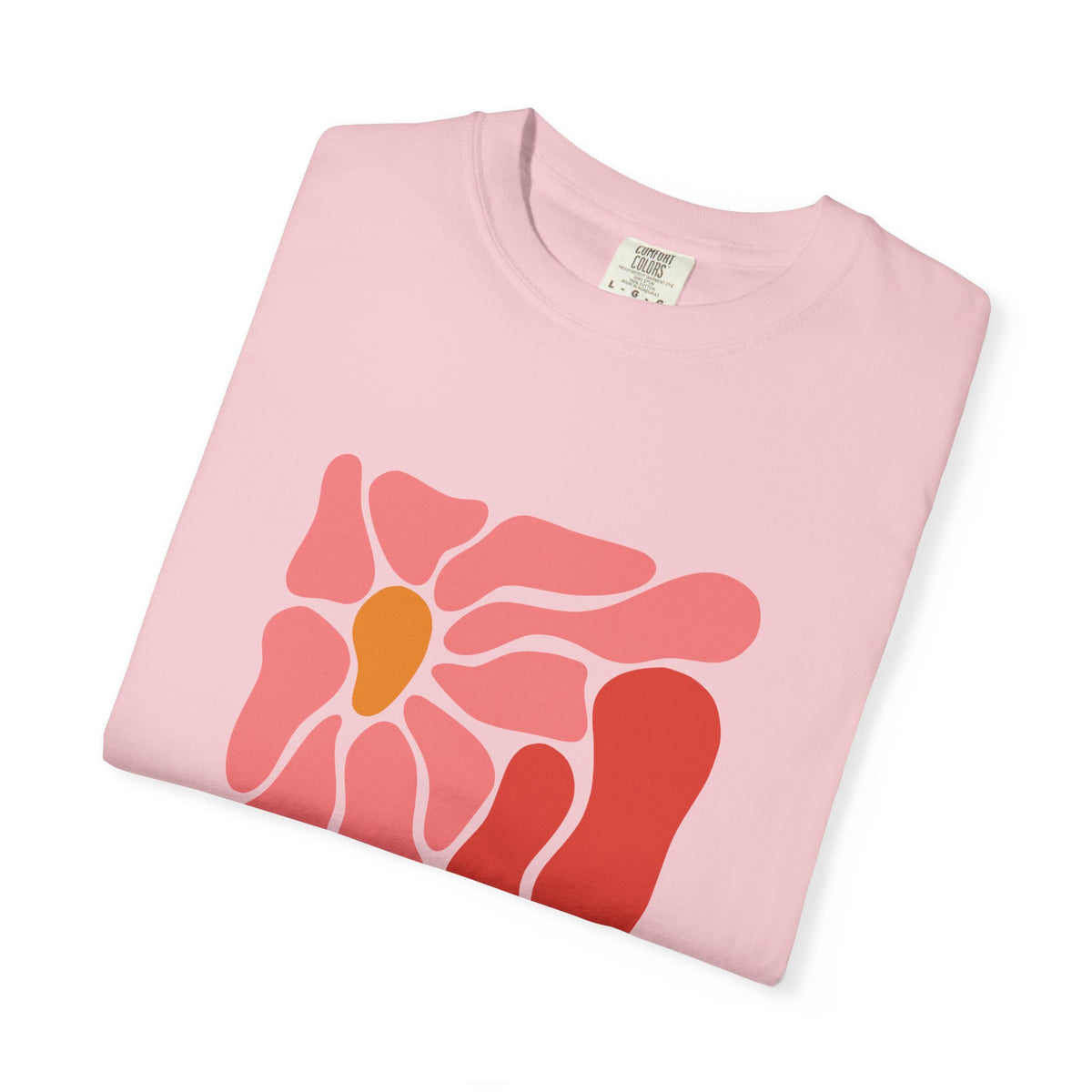 Pink Retro Flower Graphic Garment-Dyed Women's T-Shirt