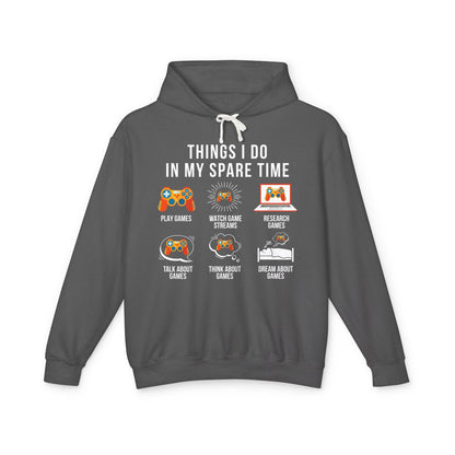 "Things I Do In My Spare Time" Lightweight Hooded Sweatshirt