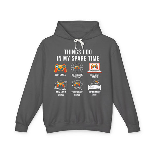 "Things I Do In My Spare Time" Lightweight Hooded Sweatshirt