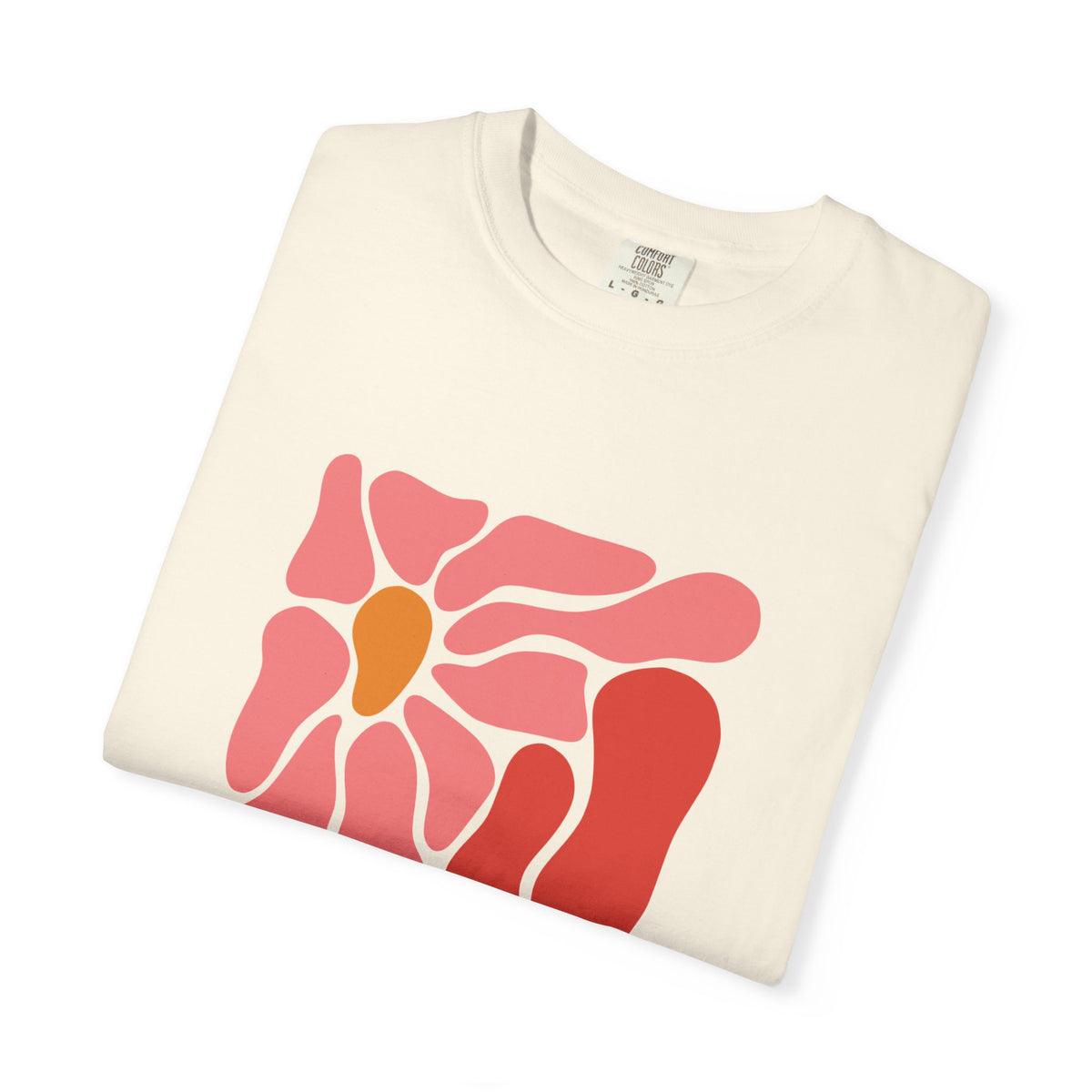 Pink Retro Flower Graphic Garment-Dyed Women's T-Shirt