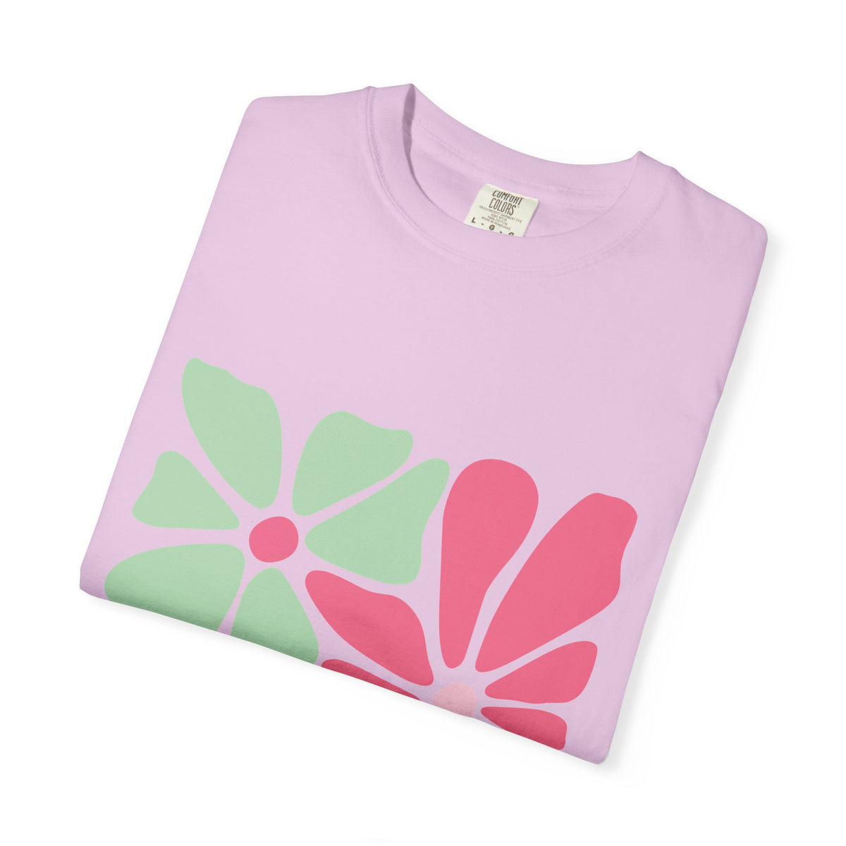 Floral Retro Block Print Garment-Dyed Women's T-Shirt